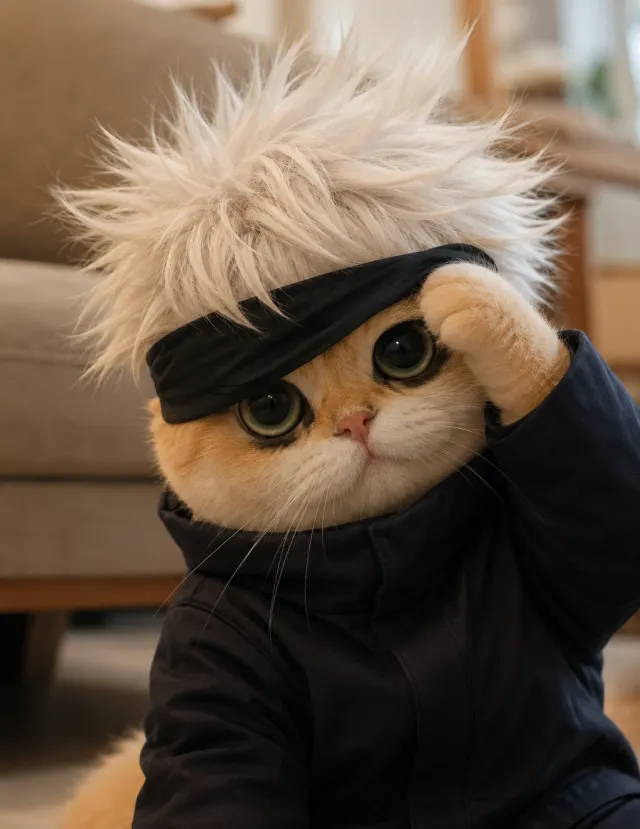 五条悟コスプレ｜細部までこだわった衣装と遊び心あるキャラクター演出のペットコスプレポートレート