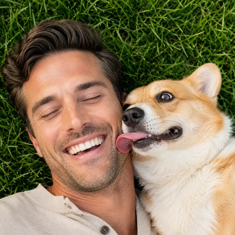 An and Xiaobao source photo before the matching Crayon Drawing Style pet-and-owner portrait
