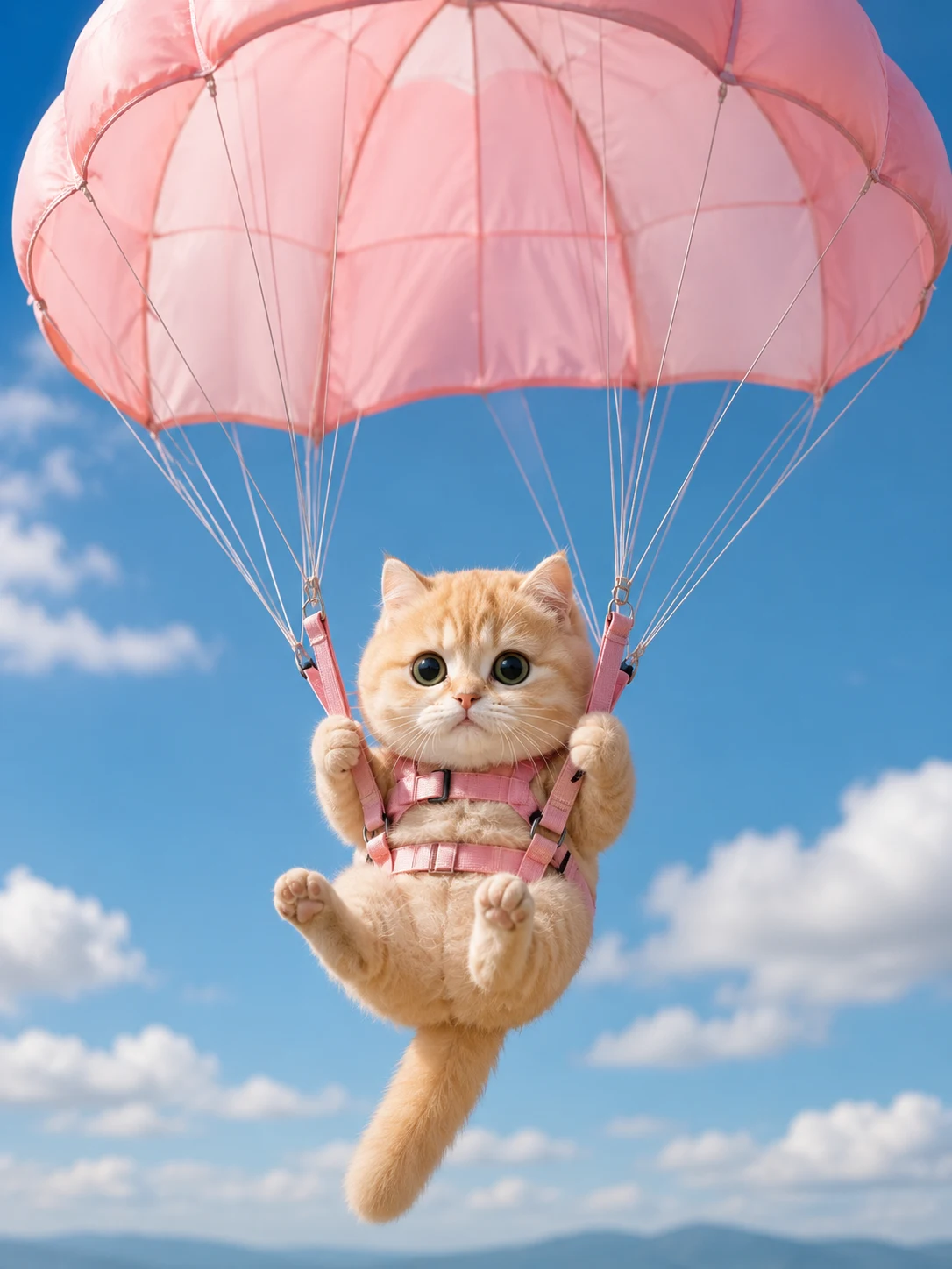 Parachuting Cat pet portrait with polished lighting, stylish scene details, and an Instagram-ready look