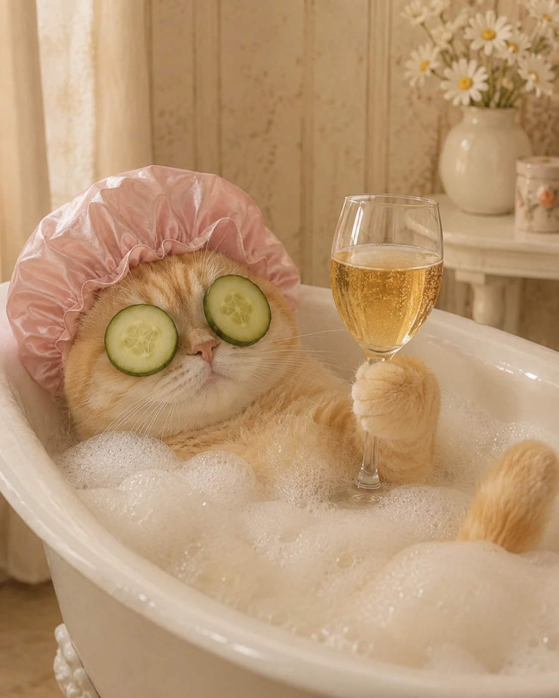Cat Bubble Bath pet portrait with polished lighting, stylish scene details, and an Instagram-ready look