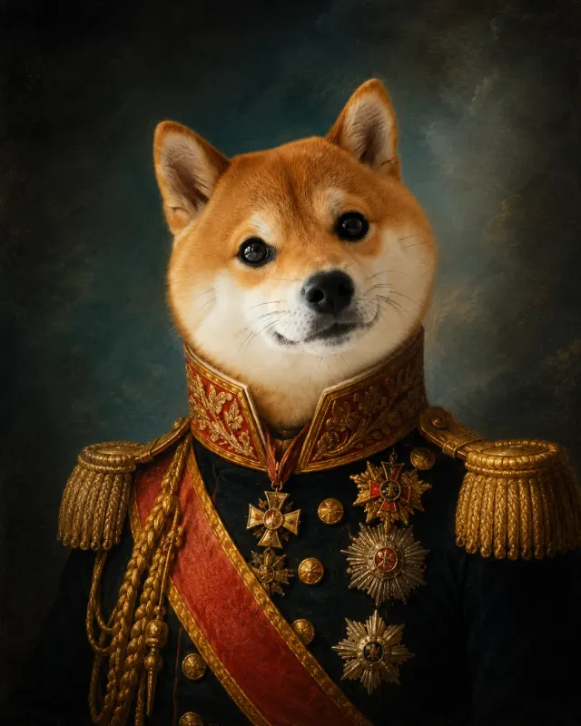 威厳ある柴犬将校｜洗練されたライティングとおしゃれな演出で、SNS映えするペットポートレート