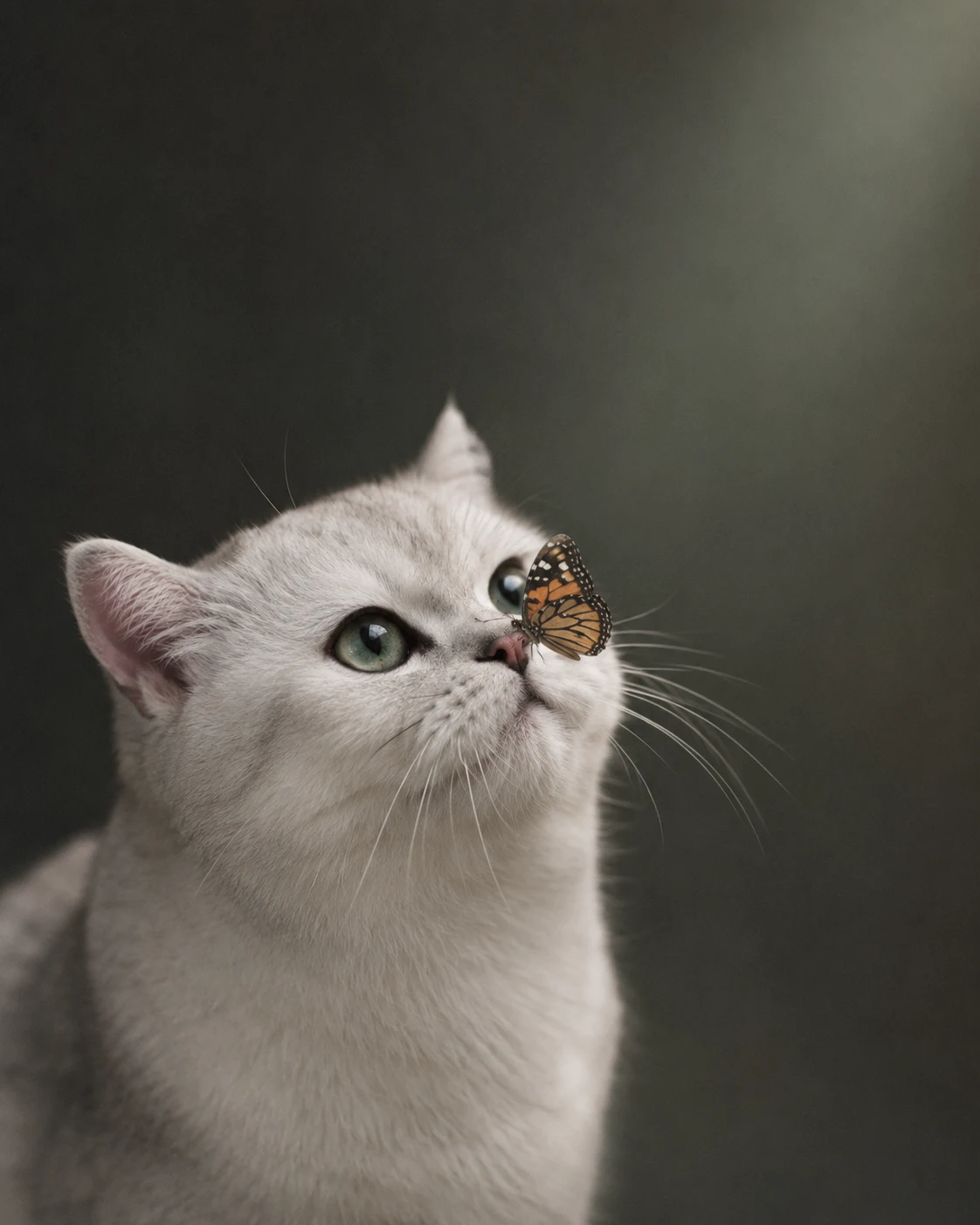 Cat and Butterfly Quiet Moment pet portrait with polished lighting, stylish scene details, and an Instagram-ready look
