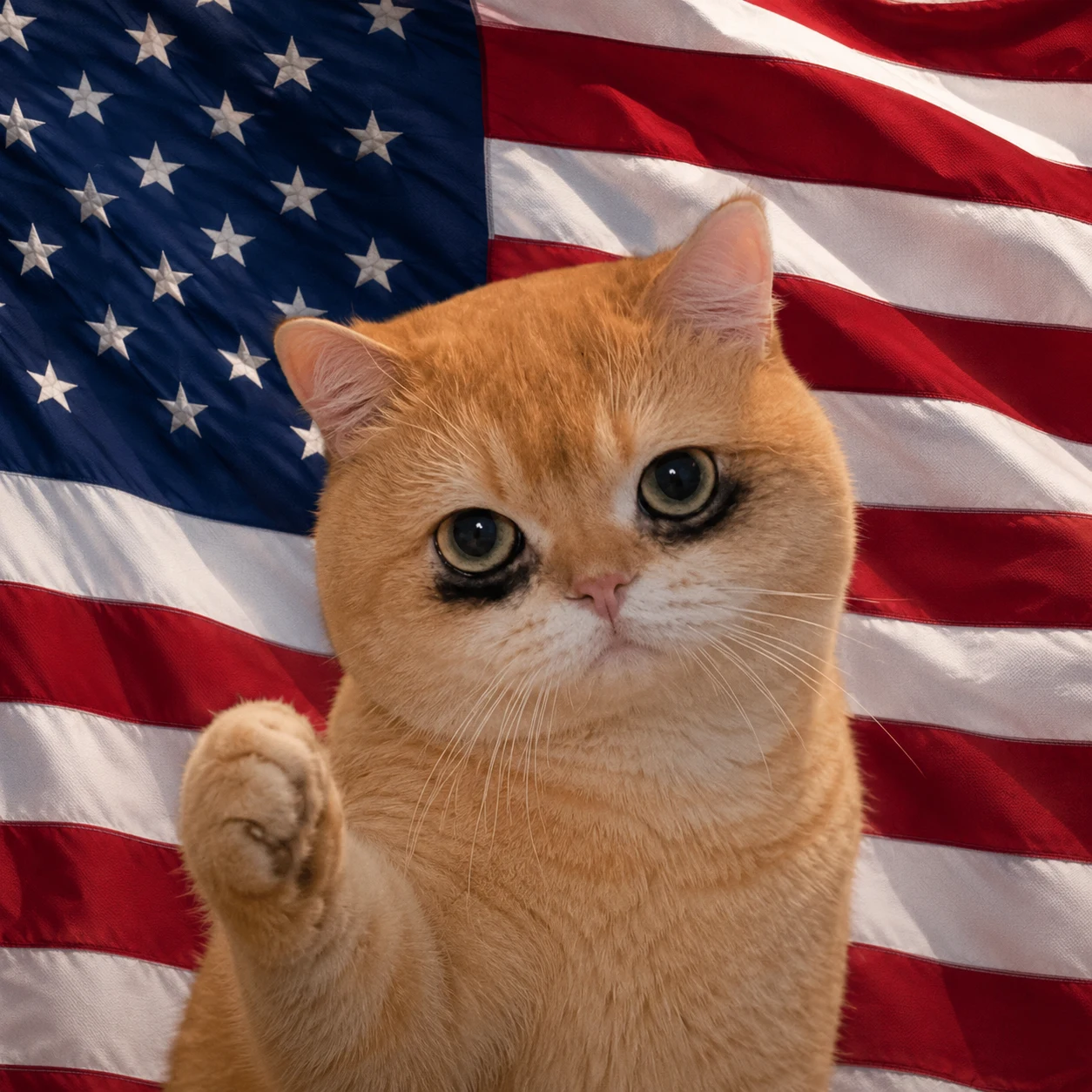 Orange Cat Under the Stars and Stripes pet portrait with polished lighting, stylish scene details, and an Instagram-ready look