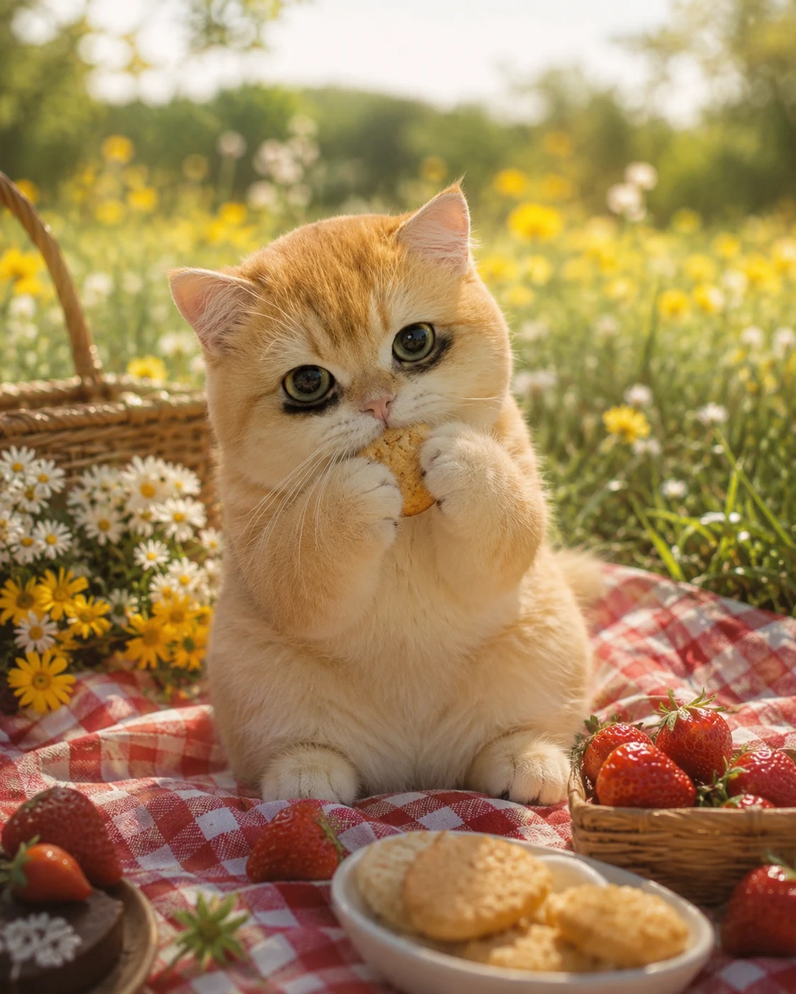 Cat Picnic pet portrait with polished lighting, stylish scene details, and an Instagram-ready look