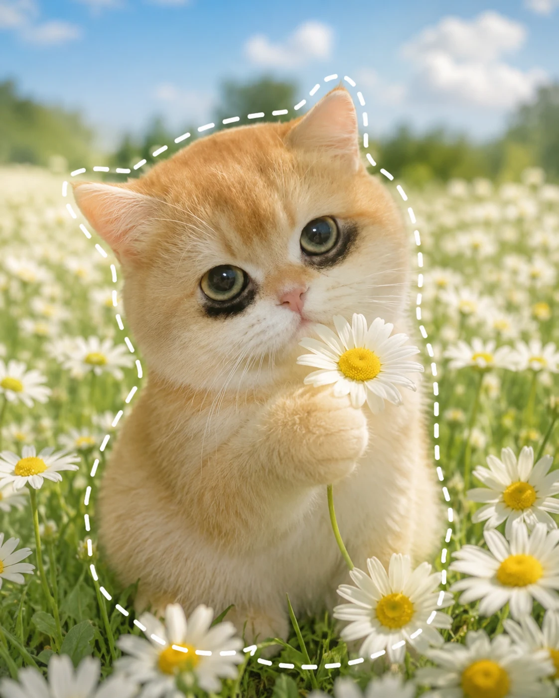 Cat in a Flower Field pet portrait with polished lighting, stylish scene details, and an Instagram-ready look